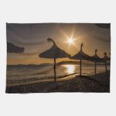 Sunset on the strand, Mallorca, Spanje Theedoek (Horizontaal)