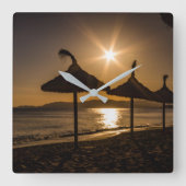 Sunset on the strand, Mallorca, Spanje Vierkante Klok (Voorkant)