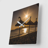 Sunset on the strand, Mallorca, Spanje Vierkante Klok (Hoek)