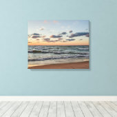 Sunset on the Waves of Lake Michigan Canvas Afdruk (Insitu (Houten vloer))