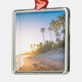 Sunset on Tropical Beach | Dominicaanse Republiek Metalen Ornament (Links)