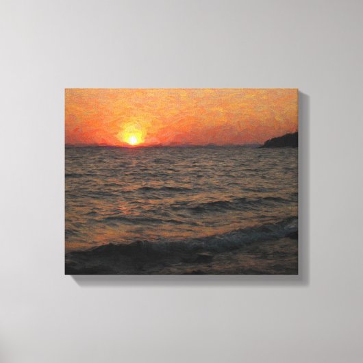 Sunset on Yellowstone Lake Canvas Afdruk (Voorkant)