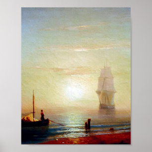 Sunset on zee by Ivan Aivazovsky Poster
