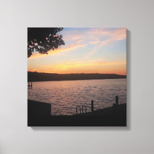 SUNSET OP CAYUGA LAKE CANVAS AFDRUK
