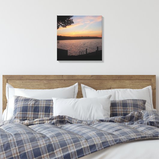 SUNSET OP CAYUGA LAKE CANVAS AFDRUK (Insitu (Slaapkamer))