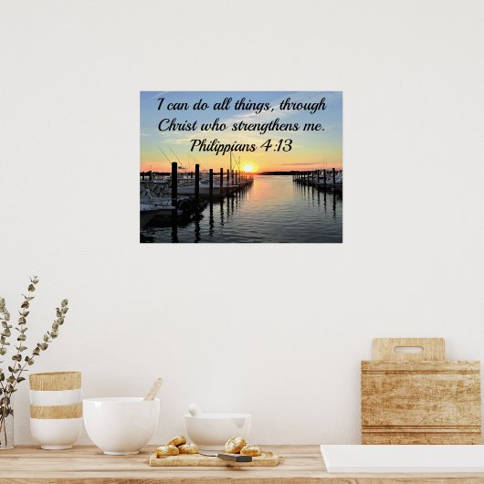 SUNSET OP DE MERK PHILIPPIANS 4:13 POSTER (Keuken)
