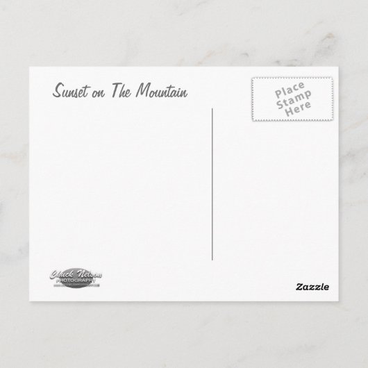 SUNSET OP HET MOUNTAJE BRIEFKAART (Achterkant)