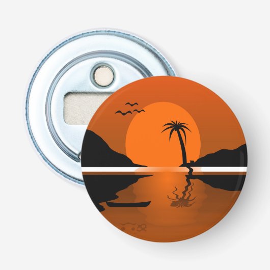 SUNSET OP HET WATER BUTTON FLESOPENER (Voorkant)