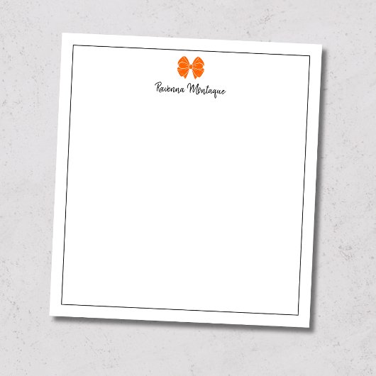 Sunset Orange Bow Border Script Custom Name Script Notitieblok