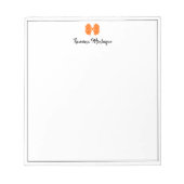 Sunset Orange Bow Border Script Custom Name Script Notitieblok (Voorkant)