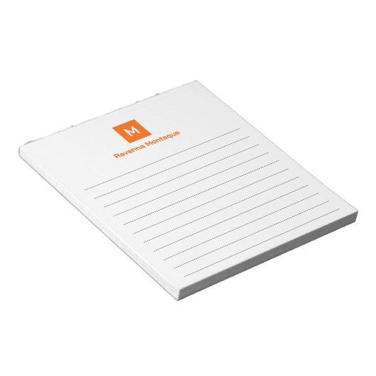 Sunset Orange Modern Lined Chic Trendy Monogram Notitieblok (Schuin)