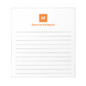 Sunset Orange Modern Lined Chic Trendy Monogram  Notitieblok (Voorkant)