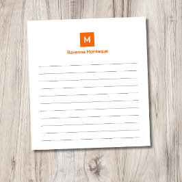 Sunset Orange Modern Lined Chic Trendy Monogram Notitieblok