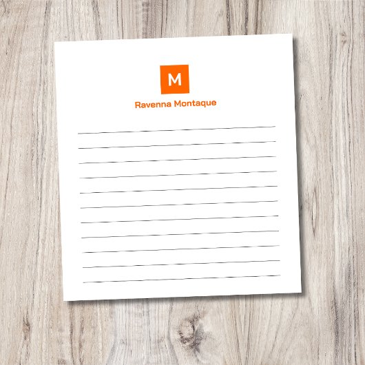 Sunset Orange Modern Lined Chic Trendy Monogram  Notitieblok