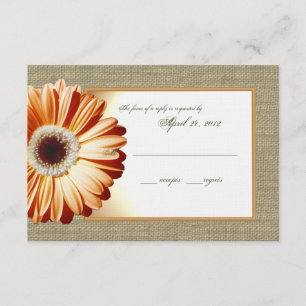 Sunset Oranje Burlap- en Daisy-reactiekaart RSVP Kaartje