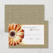 Sunset Oranje Burlap en Daisy Response Kaart (Voorkant / Achterkant)