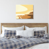 Sunset Oranje Digital Beach Seascape Canvas Print (Insitu (Slaapkamer))