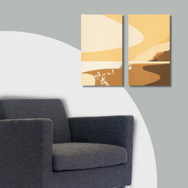 Sunset Oranje Digital Beach Seascape Canvas Print