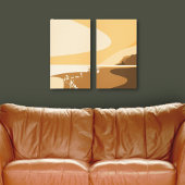Sunset Oranje Digital Beach Seascape Canvas Print