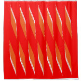 Sunset-Oranje en witte Rhombus-patroon Douchegordijn (Voorkant)