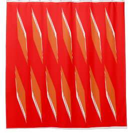 Sunset-Oranje en witte Rhombus-patroon Douchegordijn