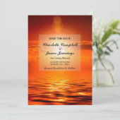 Sunset Oranje Golden Sky Zee Gold Save the Date (Staand voorkant)