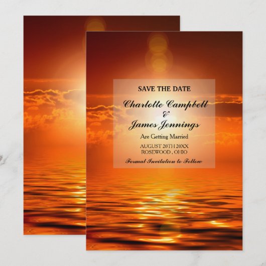 Sunset Oranje Golden Sky Zee Gold Save the Date (Voorkant / Achterkant)
