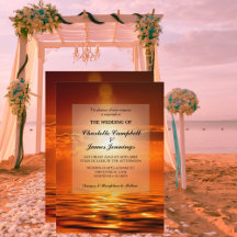 Sunset Oranje Golden Sky Zee Gold Wedding Invite