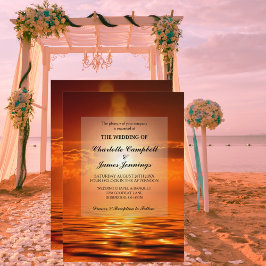 Sunset Oranje Golden Sky Zee Gold Wedding Invite