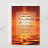 Sunset Oranje Golden Sky Zee Gold Wedding Invite (Voorkant)
