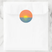 Sunset Oranje Pink Yellow Blue Ocean Painting Ronde Sticker (Tas)