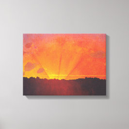 Sunset, Oranje Sky (door Félix Vallotton) Canvas Afdruk
