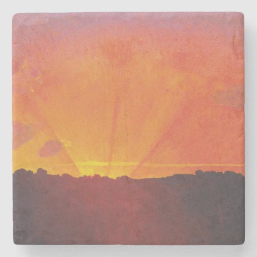 Sunset, Oranje Sky (door Félix Vallotton) Stenen Onderzetter (Voorkant)