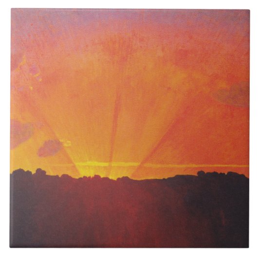 Sunset, Oranje Sky (door Félix Vallotton) Tegeltje (Voorkant)