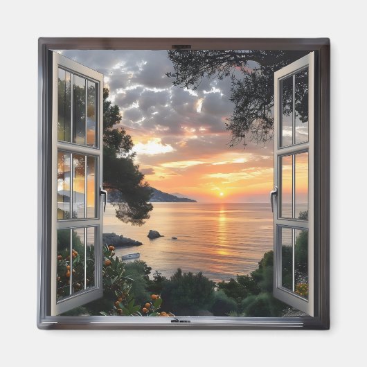 Sunset Ove Bay Window Uitzicht Magneet (Voorkant)