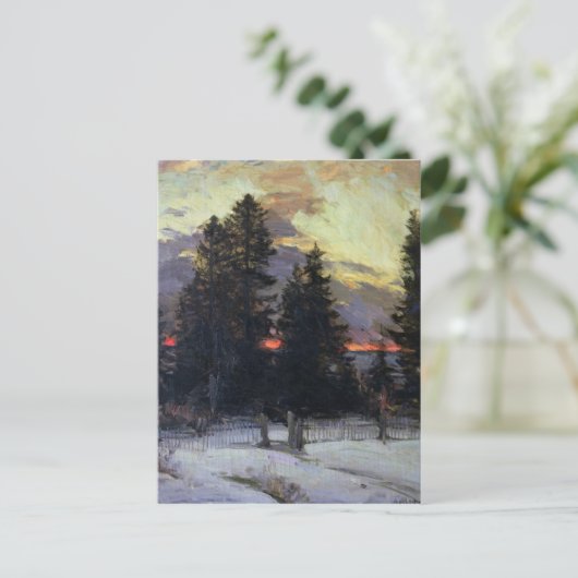 Sunset over a Winter Landscape, c.1902 Briefkaart (Staand voorkant)
