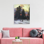 Sunset over a Winter Landscape, c.1902 Canvas Afdruk (Insitu (Woonkamer))