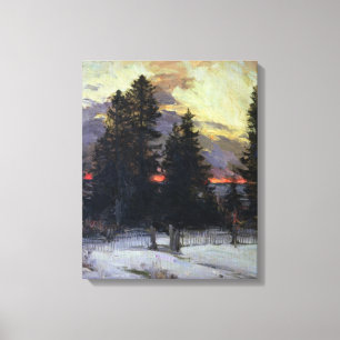 Sunset over a Winter Landscape, c.1902 Canvas Afdruk