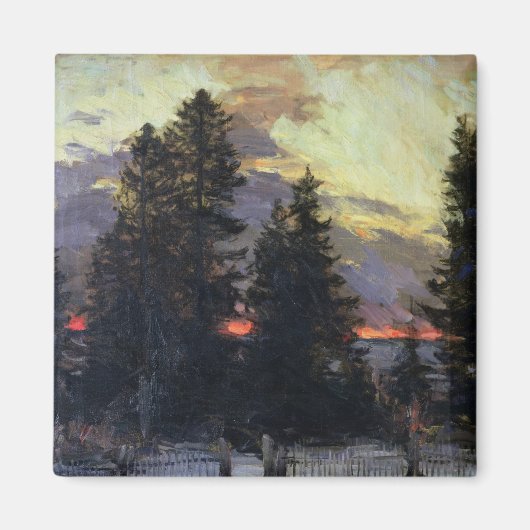 Sunset over a Winter Landscape, c.1902 Magneet (Voorkant)