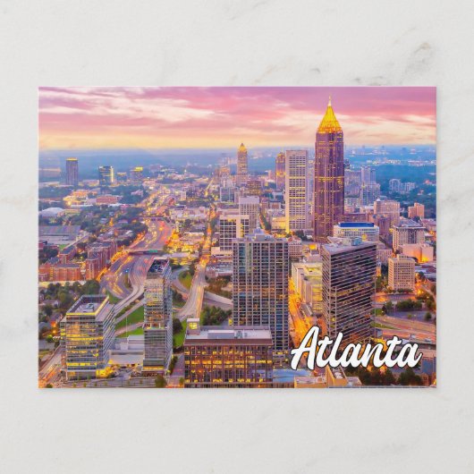Sunset Over Atlanta, Georgia, Verenigde Staten Briefkaart (Voorkant)