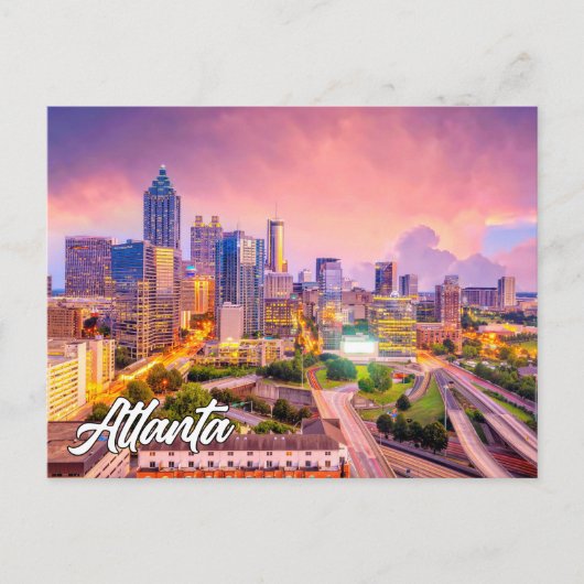 Sunset Over Atlanta, Georgia, Verenigde Staten Briefkaart (Voorkant)