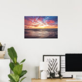 Sunset over beach and sea poster (Thuiskantoor)