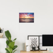 Sunset over beach and sea poster (Thuiskantoor)