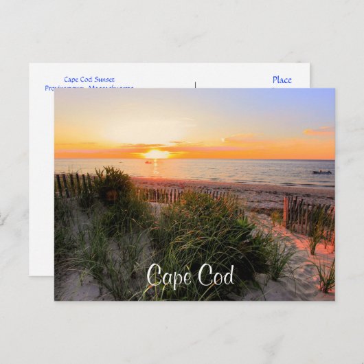Sunset Over Beach Cape Cod MA Post Card Briefkaart (Voorkant / Achterkant)