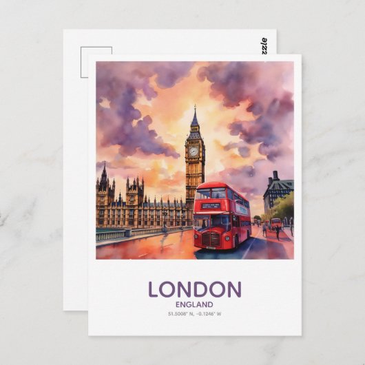 Sunset Over Big Ben - Londen, Engeland Briefkaart (Voorkant / Achterkant)