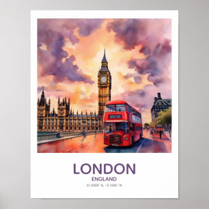 Sunset Over Big Ben - Londen, Engeland Poster