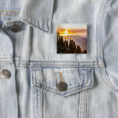Sunset over bosfoto vierkante button 5,1 cm (In situ)