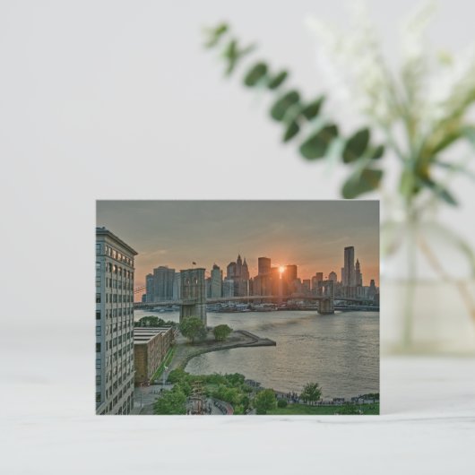 Sunset over Brooklyn Bridge Briefkaart (Staand voorkant)