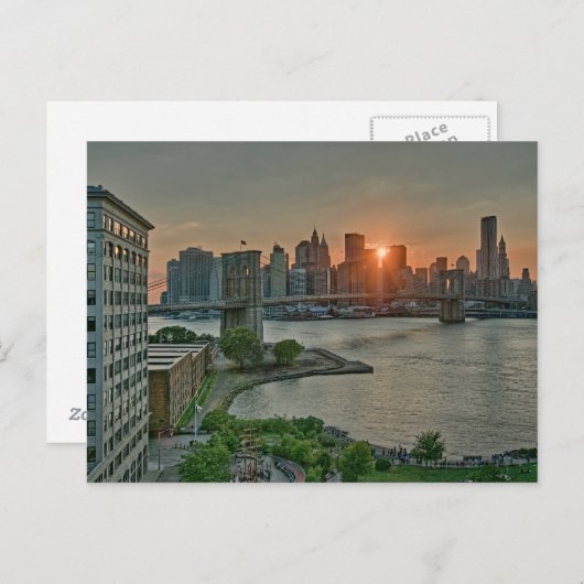 Sunset over Brooklyn Bridge Briefkaart (Voorkant / Achterkant)