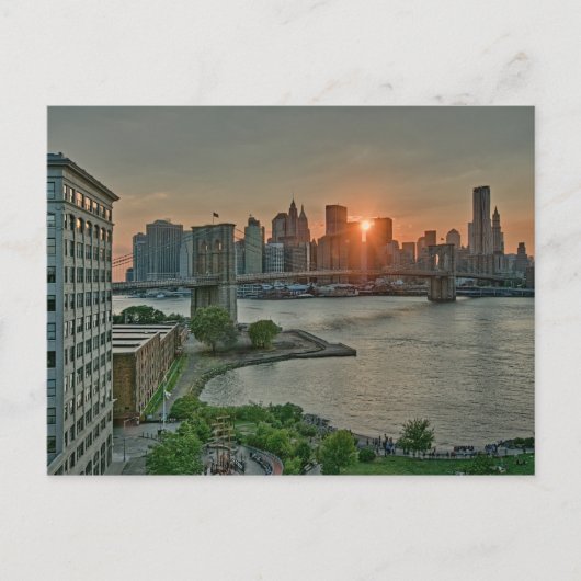 Sunset over Brooklyn Bridge Briefkaart (Voorkant)